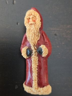 Vtg Santa Claus Red and Cream Holiday Brooch - 2.5" Tall